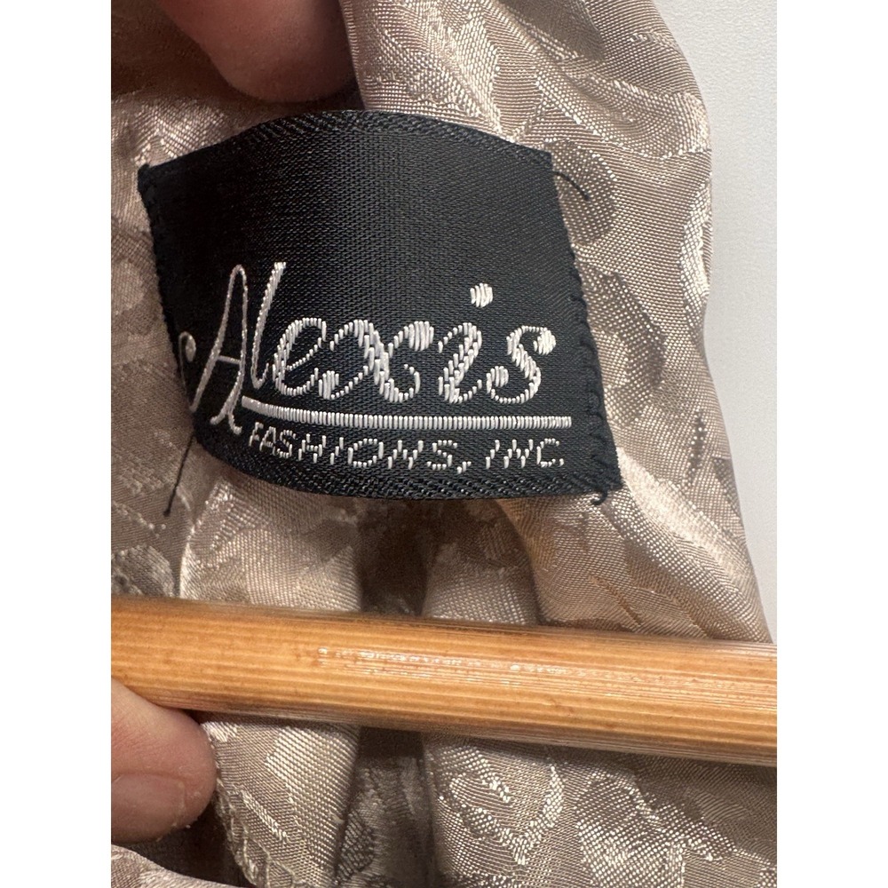 Vintage Alexis Dress 16W Champagne Beige Leopard Print Pleated Drop Waist Long S - Picture 8 of 8